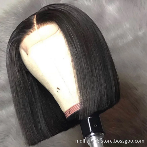 Wholesale Virgin Cuticle Aligned Hair 4X4 Lace Closure Bob Wig For Black Women Raw Peruvian Hair Lace Closure Wig